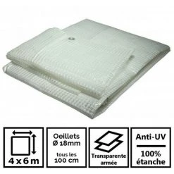 TECPLAST Toile Pour Pergola Et Tonnelle 4 X 6 M 170g/m² - Bâche Pour Pergola Et Tonnelle Transparente - 4x6 M En Polyéthylène -Tente de réception Soldes 2638013 2