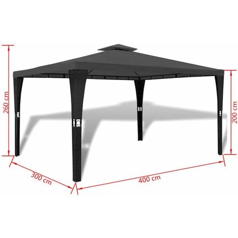 ASUPERMALL Tonnelle En Polyrotin Avec Toit Gris Fonce 3 X 4 M 5 ASUPERMALL Tonnelle En Polyrotin Avec Toit Gris Fonce 3 X 4 M - Image 3