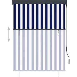 ASUPERMALL Store Roulant D'exterieur 120x250 Cm Bleu Et Blanc -Tente de réception Soldes 26965312 3