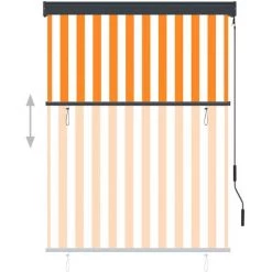 ASUPERMALL Store Roulant D'exterieur 120x250 Cm Blanc Et Orange -Tente de réception Soldes 26965315 3