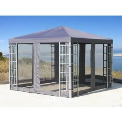 Quick-Star 4 Panneaux Latéraux Avec Moustiquaire 300x195cm Anthracite Pour Gazebo 3x3m -Tente de réception Soldes 27419903 3