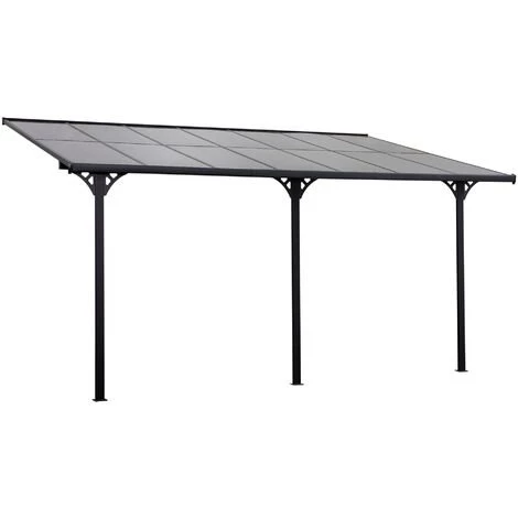 Outsunny Pergola Rigide Alu. Polycarbonate Dim. 4,35L X 3l X 2,7H M Pavillon De Jardin Adossable Gris - Gris 3 Outsunny Pergola Rigide Alu. Polycarbonate Dim. 4,35L X 3l X 2,7H M Pavillon De Jardin Adossable Gris - Gris