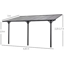Outsunny Pergola Rigide Alu. Polycarbonate Dim. 4,35L X 3l X 2,7H M Pavillon De Jardin Adossable Gris - Gris 9 Outsunny Pergola Rigide Alu. Polycarbonate Dim. 4,35L X 3l X 2,7H M Pavillon De Jardin Adossable Gris - Gris -Tente de réception Soldes 27823674 3