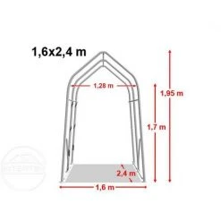 INTENT24.FR 1,6x2,4 M Garage, Abri, PVC Env. 550 G/m², H. 1,7m, Gris - Gris -Tente de réception Soldes 27941383 5