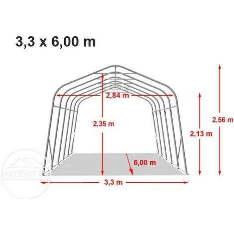 INTENT24.FR Abri Tunnel 3,3x6 M, PVC Env. 550g/m², Vert Foncé, Ancrâge Sol Dur - Vert 7 INTENT24.FR Abri Tunnel 3,3x6 M, PVC Env. 550g/m², Vert Foncé, Ancrâge Sol Dur - Vert - Image 5
