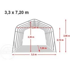 INTENT24.FR Abri Tunnel 3,3x7,2 M, PVC Env. 550g/m², Vert Foncé, Ancrâge Sol Dur - Vert -Tente de réception Soldes 27941881 5