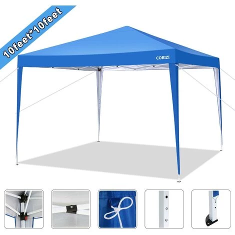 BETTER MAISON Tonnelle Pliante à Angle Droit 3x3M Instantané Imperméable UV Extérieur Hauteur Ajustable Avec Transport Sac Bleu - Bleu 4 BETTER MAISON Tonnelle Pliante à Angle Droit 3x3M Instantané Imperméable UV Extérieur Hauteur Ajustable Avec Transport Sac Bleu - Bleu – Image 2
