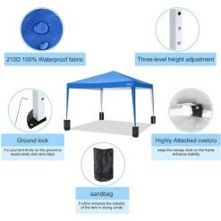 BETTER MAISON Tonnelle Pliante à Angle Droit 3x3M Instantané Imperméable UV Extérieur Hauteur Ajustable Avec Transport Sac Bleu - Bleu 9 BETTER MAISON Tonnelle Pliante à Angle Droit 3x3M Instantané Imperméable UV Extérieur Hauteur Ajustable Avec Transport Sac Bleu - Bleu -Tente de réception Soldes 27956093 3