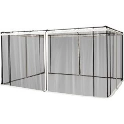 Outsunny Moustiquaires Pour Tonnelle Barnum Pavillon De Jardin 3 X 4 M - Lot De 4 Moustiquaires Zippées + Crochets D'attaches - Polyester Nylon - Noir