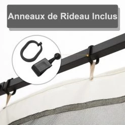 Outsunny Moustiquaires Pour Tonnelle Barnum Pavillon De Jardin 3 X 3 M - Lot De 4 Moustiquaires Zippées + Crochets D'attaches - Polyester Nylon -Tente de réception Soldes 28256688 5