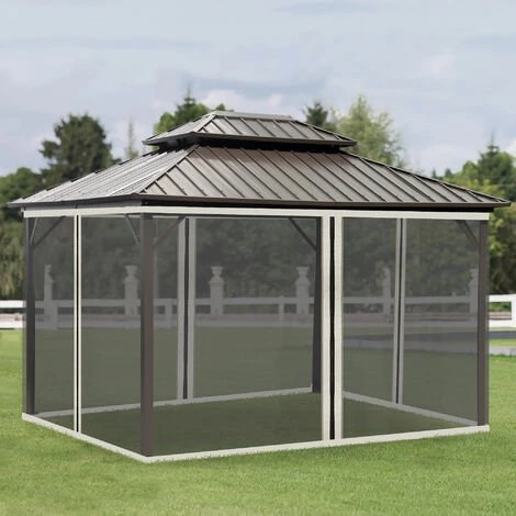 Outsunny Moustiquaires Pour Tonnelle Barnum Pavillon De Jardin 3 X 3,65 M - Lot De 4 Moustiquaires Zippées + Crochets D'attaches - Polyester Nylon - Noir 4 Outsunny Moustiquaires Pour Tonnelle Barnum Pavillon De Jardin 3 X 3,65 M - Lot De 4 Moustiquaires Zippées + Crochets D'attaches - Polyester Nylon - Noir – Image 2