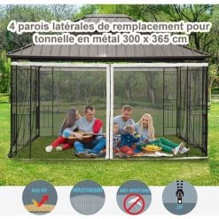 Outsunny Moustiquaires Pour Tonnelle Barnum Pavillon De Jardin 3 X 3,65 M - Lot De 4 Moustiquaires Zippées + Crochets D'attaches - Polyester Nylon - Noir 10 Outsunny Moustiquaires Pour Tonnelle Barnum Pavillon De Jardin 3 X 3,65 M - Lot De 4 Moustiquaires Zippées + Crochets D'attaches - Polyester Nylon - Noir -Tente de réception Soldes 28256689 4