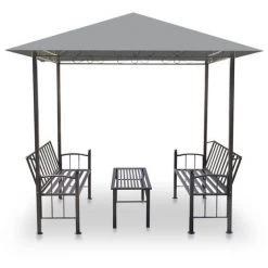 TRUE DEAL Chapiteau De Jardin Avec Table Et Bancs 2,5x1,5x2,4m Anthracite -Tente de réception Soldes 28558073 3