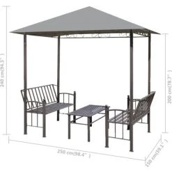 TRUE DEAL Chapiteau De Jardin Avec Table Et Bancs 2,5x1,5x2,4m Anthracite -Tente de réception Soldes 28558073 5
