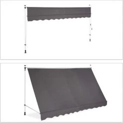 HELLOSHOP26 Store Banne Télescopique De Balcon Manivelle Hauteur Réglable Résistant Uv Polyester Acier 350 X 120 Cm Gris - Gris 8 HELLOSHOP26 Store Banne Télescopique De Balcon Manivelle Hauteur Réglable Résistant Uv Polyester Acier 350 X 120 Cm Gris - Gris -Tente de réception Soldes 28575969 2