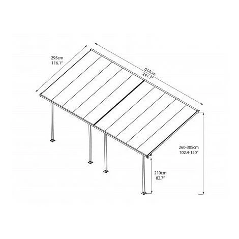 PALRAM Toit Terrasse FERIA 3 X 6 - Gris 6 PALRAM Toit Terrasse FERIA 3 X 6 - Gris – Image 4