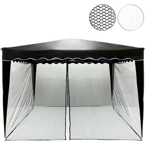 MAXSTORE Instent® Moustiquaire Pour Tonnelle 3 X 3m Coloris Noir, 2 Fermetures à Glissières Et Sangles Scratch Pour Fixation Des Panneaux Latéraux 3 MAXSTORE Instent® Moustiquaire Pour Tonnelle 3 X 3m Coloris Noir, 2 Fermetures à Glissières Et Sangles Scratch Pour Fixation Des Panneaux Latéraux