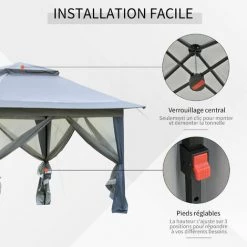 Outsunny Tonnelle Barnum De Jardin Pop-up Pliant 3,64L X 3,64l X 2,94H M Acier Polyester Moustiquaires + Sac De Transport à Roulettes Gris - Gris -Tente de réception Soldes 28727871 5