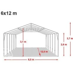 INTENT24.FR 6x12m Tente De Stockage INTENT24, PVC Env. 550 G/m², H. 2,6m - Vert -Tente de réception Soldes 28825728 5