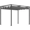 Outsunny Pergola Rétractable 2,98L X 2,13l X 2,22H M Structure Métal époxy Anticorrosion Toile Polyester Haute Densité 180 G/m² Incluse Gris - Gris -Tente de réception Soldes 28910102 1