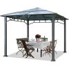 INTENT24.FR Tonnelle De Jardin 3x3 M Structure En Aluminium Toit Polycarbonate épaisseur Env. 8 Mm Pavillon De Jardin Rideaux Non Inclus - Gris
