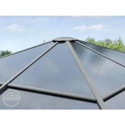 INTENT24.FR Tonnelle De Jardin 3x3 M Structure En Aluminium Toit Polycarbonate épaisseur Env. 8 Mm Pavillon De Jardin Rideaux Non Inclus - Gris -Tente de réception Soldes 28953694 3
