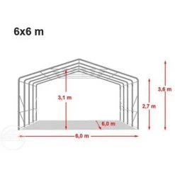 INTENT24.FR Abri Tunnel 6x6 M Bâche En PVC Env. 550g/m² Abri Résistant Aux Intempéries Tente De Stockage Vert Ancrage Pour Sol Meuble - Vert -Tente de réception Soldes 28953757 5