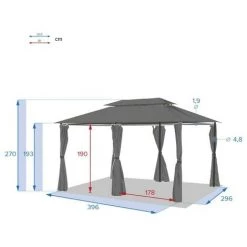 HESPERIDE Tonnelle Thira 3x4 Graphite/ardoise Hespéride - Gris - Graphite/ardoise 11 HESPERIDE Tonnelle Thira 3x4 Graphite/ardoise Hespéride - Gris - Graphite/ardoise -Tente de réception Soldes 29092557 5