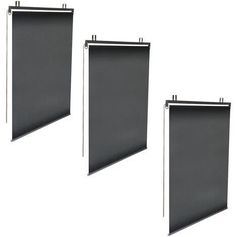 IDMARKET Lot De 3 Stores Enrouleurs Tamisants L.124 X H. 225 CM Pour Pergola Noir - Noir 4 IDMARKET Lot De 3 Stores Enrouleurs Tamisants L.124 X H. 225 CM Pour Pergola Noir - Noir - Image 2
