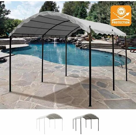 ELIOS PARASOLS Gazebo En Acier Anti-uv 3x4 Pour Abri De Voiture, De Bar Et Jardin Onda | Noir 4 ELIOS PARASOLS Gazebo En Acier Anti-uv 3x4 Pour Abri De Voiture, De Bar Et Jardin Onda | Noir - Image 2