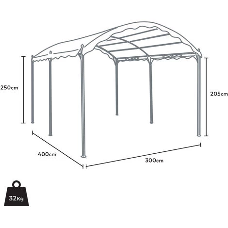 ELIOS PARASOLS Gazebo En Acier Anti-uv 3x4 Pour Abri De Voiture, De Bar Et Jardin Onda | Noir 7 ELIOS PARASOLS Gazebo En Acier Anti-uv 3x4 Pour Abri De Voiture, De Bar Et Jardin Onda | Noir - Image 5