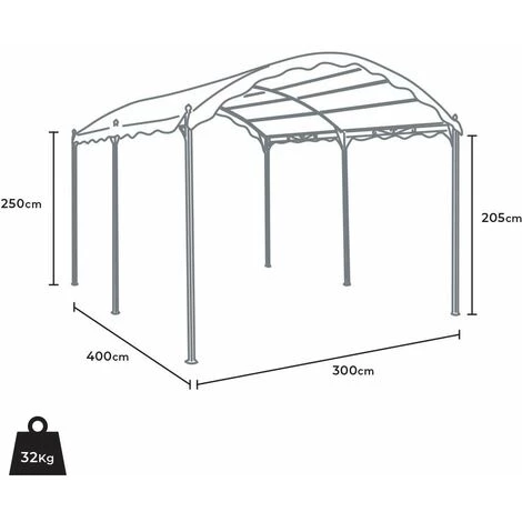 ELIOS PARASOLS Gazebo 3x4 Mètres Tonnelle De Voiture Bar Et Jardin En Acier Onda | Noir 5 ELIOS PARASOLS Gazebo 3x4 Mètres Tonnelle De Voiture Bar Et Jardin En Acier Onda | Noir - Image 3
