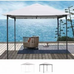 ELIOS PARASOLS Gazebo 3x3 Mètres Pour Jardin En Acier Coupe-vent StylE | Noir