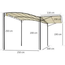 Outsunny Pergola Tonnelle De Jardin Avec Auvent Réglable Métal époxy Polyester Haute Densité Crème - Crème -Tente de réception Soldes 29167850 3