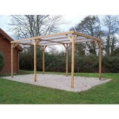 Habrita Pergola Fabriquée En Bois Massif Traité - Dimensions 3,00x5,02 M - Couverture Tôle PVC Transparente -Tente de réception Soldes 29340552 4