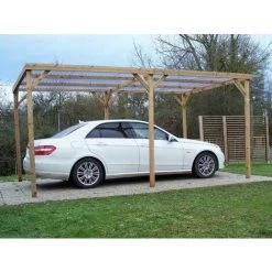 Habrita Pergola Fabriquée En Bois Massif Traité - Dimensions 3,00x5,02 M - Couverture Tôle PVC Transparente -Tente de réception Soldes 29340552 5