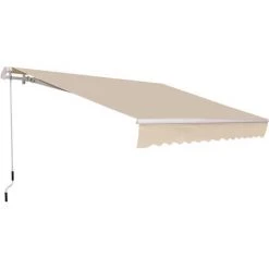 Outsunny Store Banne Manuel Rétractable Aluminium Polyester Imperméabilisé 3,5L X 2,5l M Beige - Beige