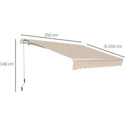 Outsunny Store Banne Manuel Rétractable Aluminium Polyester Imperméabilisé 3,5L X 2,5l M Beige - Beige 9 Outsunny Store Banne Manuel Rétractable Aluminium Polyester Imperméabilisé 3,5L X 2,5l M Beige - Beige -Tente de réception Soldes 29361098 3