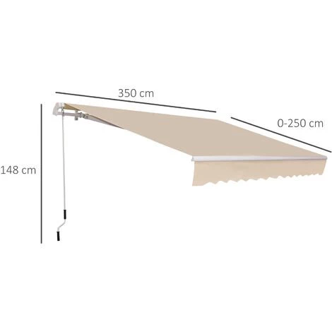 Outsunny Store Banne Manuel Rétractable Aluminium Polyester Imperméabilisé 3,5L X 2,5l M Beige - Beige 5 Outsunny Store Banne Manuel Rétractable Aluminium Polyester Imperméabilisé 3,5L X 2,5l M Beige - Beige - Image 3