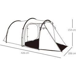 Outsunny Tente De Camping 2-3 Personnes Montage Facile 3 Portes Fenêtres Dim. 4,26L X 2,06l X 1,54H M Fibre Verre Polyester PE Vert 9 Outsunny Tente De Camping 2-3 Personnes Montage Facile 3 Portes Fenêtres Dim. 4,26L X 2,06l X 1,54H M Fibre Verre Polyester PE Vert -Tente de réception Soldes 29365942 3