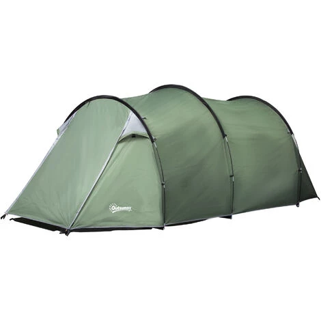 Outsunny Tente De Camping 2-3 Personnes Montage Facile 3 Portes Fenêtres Dim. 4,26L X 2,06l X 1,54H M Fibre Verre Polyester PE Vert 7 Outsunny Tente De Camping 2-3 Personnes Montage Facile 3 Portes Fenêtres Dim. 4,26L X 2,06l X 1,54H M Fibre Verre Polyester PE Vert – Image 5