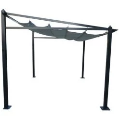 AVRIL PARIS Tonnelle/Pergola Mural En Aluminium 3x4m Toile Coulissante Rétractable - Gris - LISBOA - Gris -Tente de réception Soldes 29366700 3