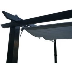 AVRIL PARIS Tonnelle/Pergola Mural En Aluminium 3x4m Toile Coulissante Rétractable - Gris - LISBOA - Gris -Tente de réception Soldes 29366700 4