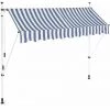 HELLOSHOP26 Store Banne Télescopique De Balcon Manivelle Hauteur Réglable Résistant Uv Polyester Acier 250 X 120 Cm Blanc Et Bleu - Blanc -Tente de réception Soldes 29419038 1