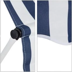 HELLOSHOP26 Store Banne Télescopique De Balcon Manivelle Hauteur Réglable Résistant Uv Polyester Acier 300 X 120 Cm Blanc Et Bleu - Blanc -Tente de réception Soldes 29419039 3