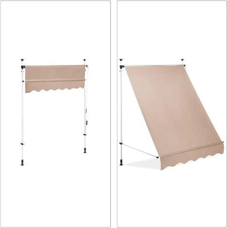 HELLOSHOP26 Store Banne Télescopique De Balcon Manivelle Hauteur Réglable Résistant Uv Polyester Acier 150 X 120 Cm Beige - Beige 3 HELLOSHOP26 Store Banne Télescopique De Balcon Manivelle Hauteur Réglable Résistant Uv Polyester Acier 150 X 120 Cm Beige - Beige