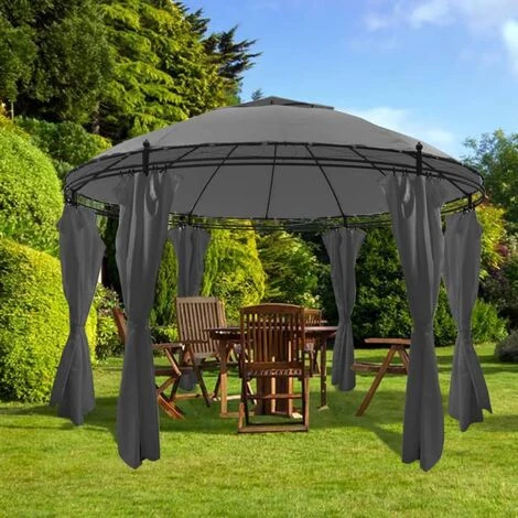 TRUE DEAL Velvédère Avec Rideaux Rond 3,5 X 2,7 M Anthracite 3 TRUE DEAL Velvédère Avec Rideaux Rond 3,5 X 2,7 M Anthracite
