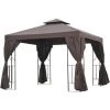 Outsunny Tonnelle Barnum Style Colonial Double Toit Toiles Latérales Amovibles 2,95L X 2,95l X 2,65H M Chocolat Noir -Tente de réception Soldes 29823760 1