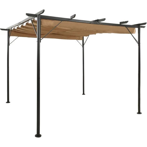 ASUPERMALL Pergola Avec Toit Retractable Taupe 3x3 M Acier 180 G/m² 3 ASUPERMALL Pergola Avec Toit Retractable Taupe 3x3 M Acier 180 G/m²