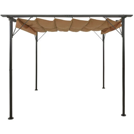 ASUPERMALL Pergola Avec Toit Retractable Taupe 3x3 M Acier 180 G/m² 4 ASUPERMALL Pergola Avec Toit Retractable Taupe 3x3 M Acier 180 G/m² - Image 2